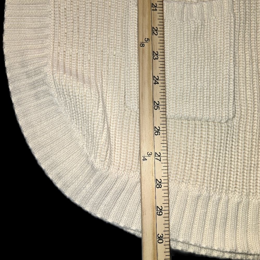 Coldwater Creek 1X Heavy Ribbed Cotton Poncho Cape Sweater Cream - Picture 7 of 9